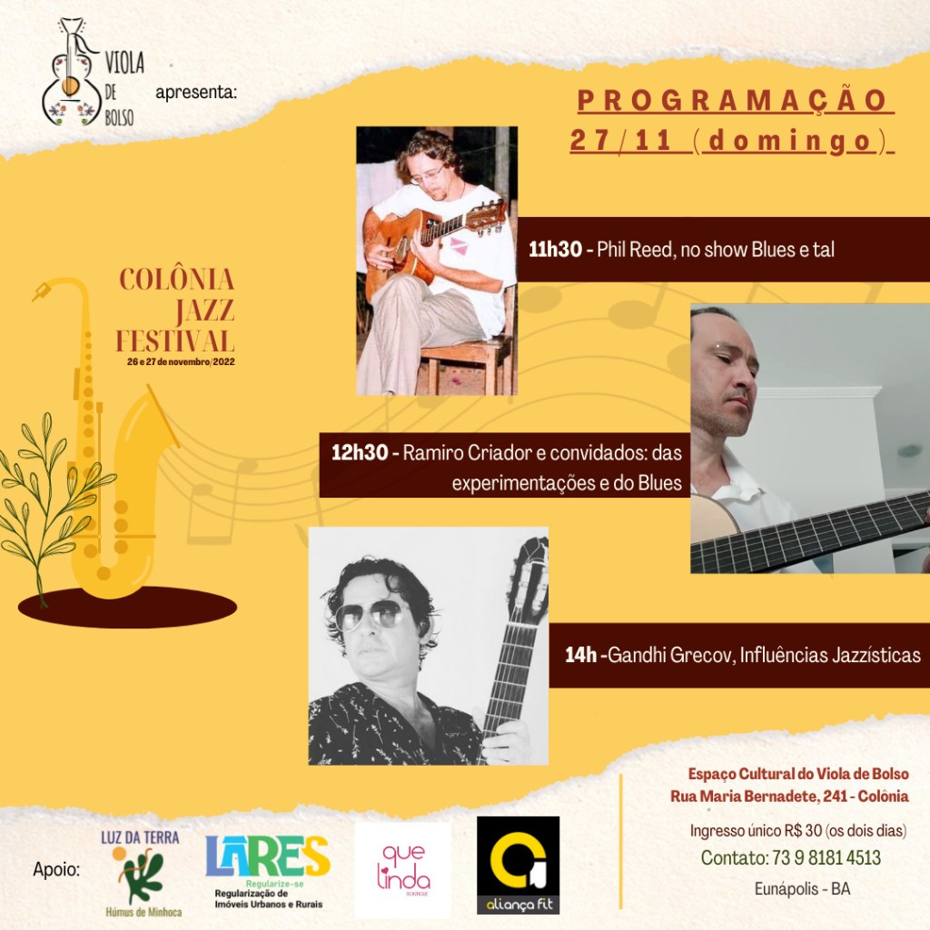 DOMINGO DO JAZZ, 27/11,&nbsp;VENHA!