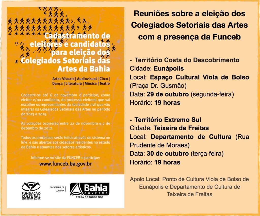 Secult mobiliza setoriais das artes na Costa do&nbsp;Descobrimento