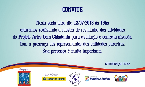 CONVITE ARTES COM CIDADANIA